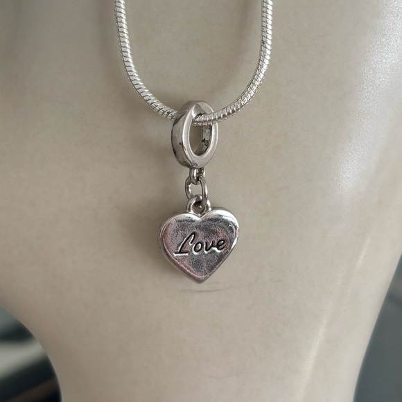 Love Charm Bracelet - Sterling Silver Snake Chain 7.5” - Picture 6 of 11